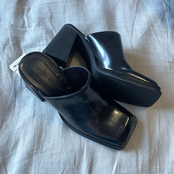 SOLD: NWT Black Pull&Bear Square Toe Heeled Mules Sz 8 - Picture 6 of 6